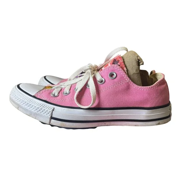 Converse Chuck Taylor All Star Low Top Pink Floral Tongue Sneaker M9007 Wome 6.5 - Picture 2 of 12
